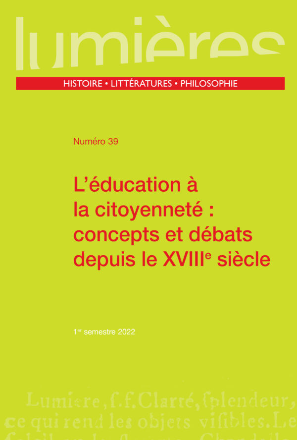 L’éducation à la citoyenneté : concepts et débats depuis le XVIIIe siècle