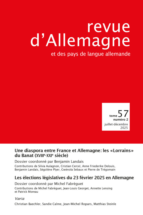 Revue d'Allemagne et des pays de langue allemande n°57-2/2025